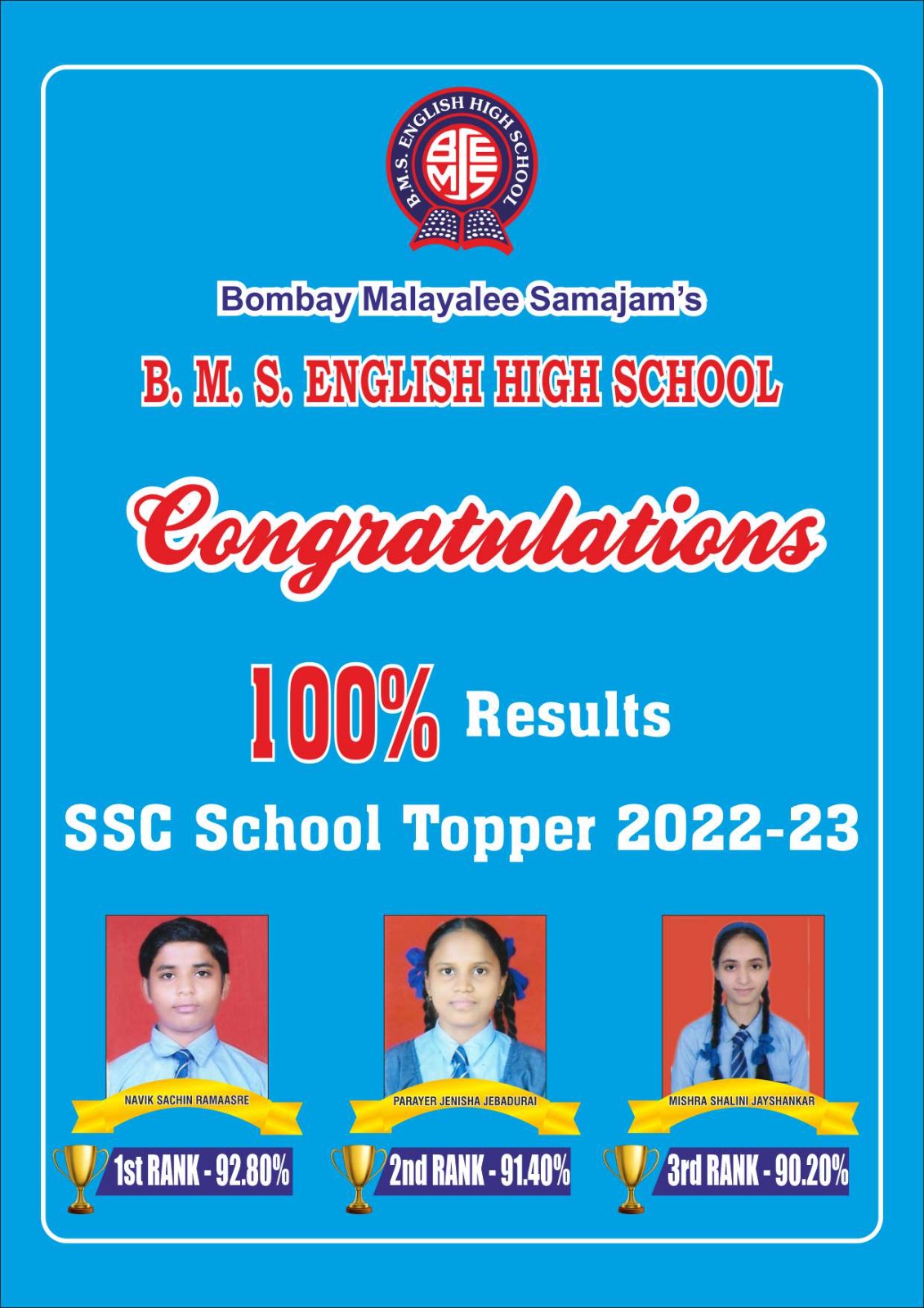 100% Results SSC School Toppers 2022-23